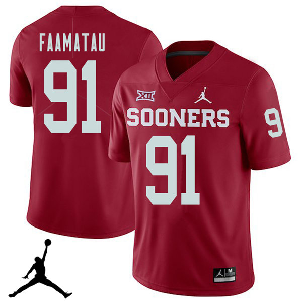 Oklahoma Sooners #91 Dillion Faamatau 2018 College Football Jerseys Sale-Crimson